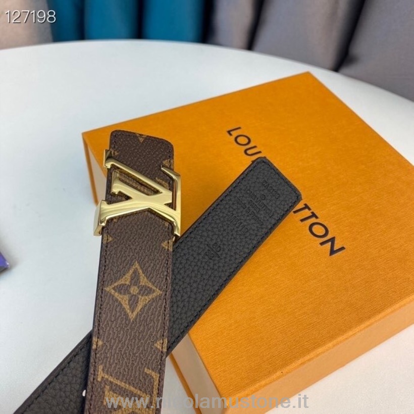 Louis Vuitton 3 Cm Gürtel In Originalqualität Gold-hardware Monogram Canvas Kollektion Herbst/winter 2020 Braun/schwarz