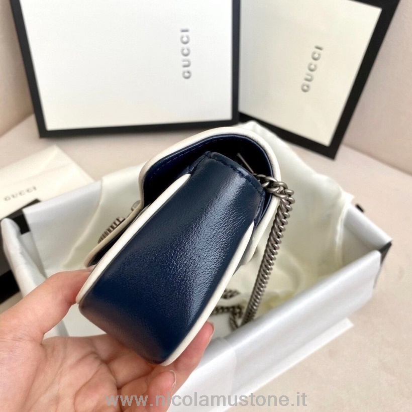 Original Qualität Gucci Marmont Diagonal Matelasse Mini Top Handle Bag 22cm 583571 Kalbsleder Herbst/Winter 2020 Kollektion Schwarz/Weiß