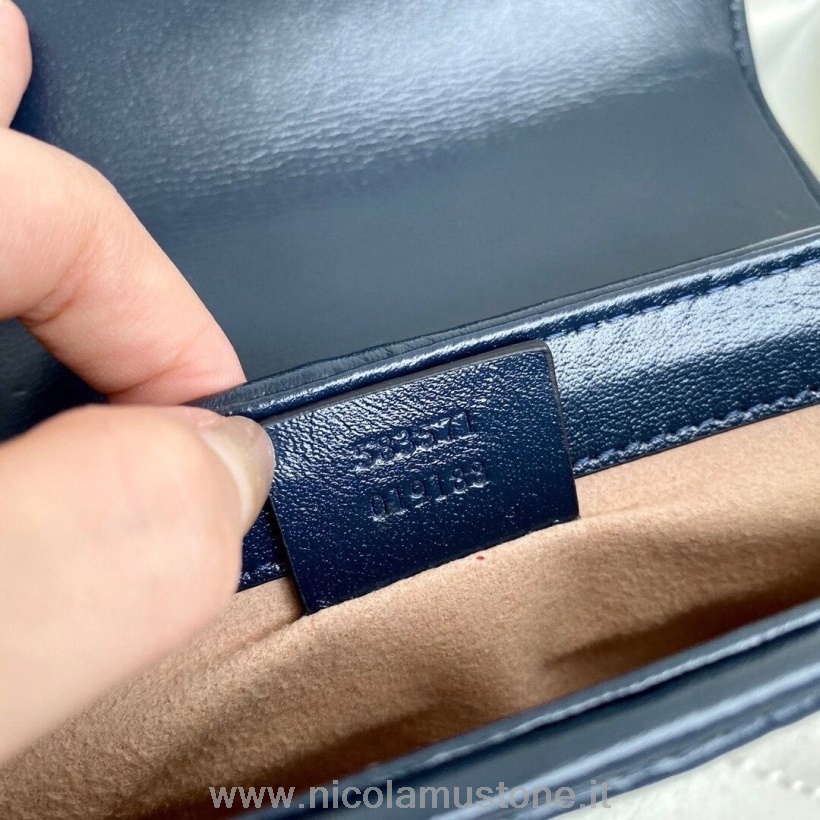 Original Qualität Gucci Marmont Diagonal Matelasse Mini Top Handle Bag 22cm 583571 Kalbsleder Herbst/Winter 2020 Kollektion Weiß/Schwarz