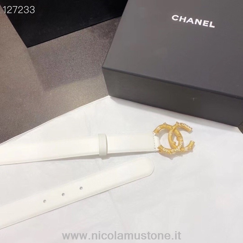 Original Qualität Chanel Hüftgürtel 3 Cm Gold Hardware Kalbsleder Kollektion Herbst/winter 2020 Weiß