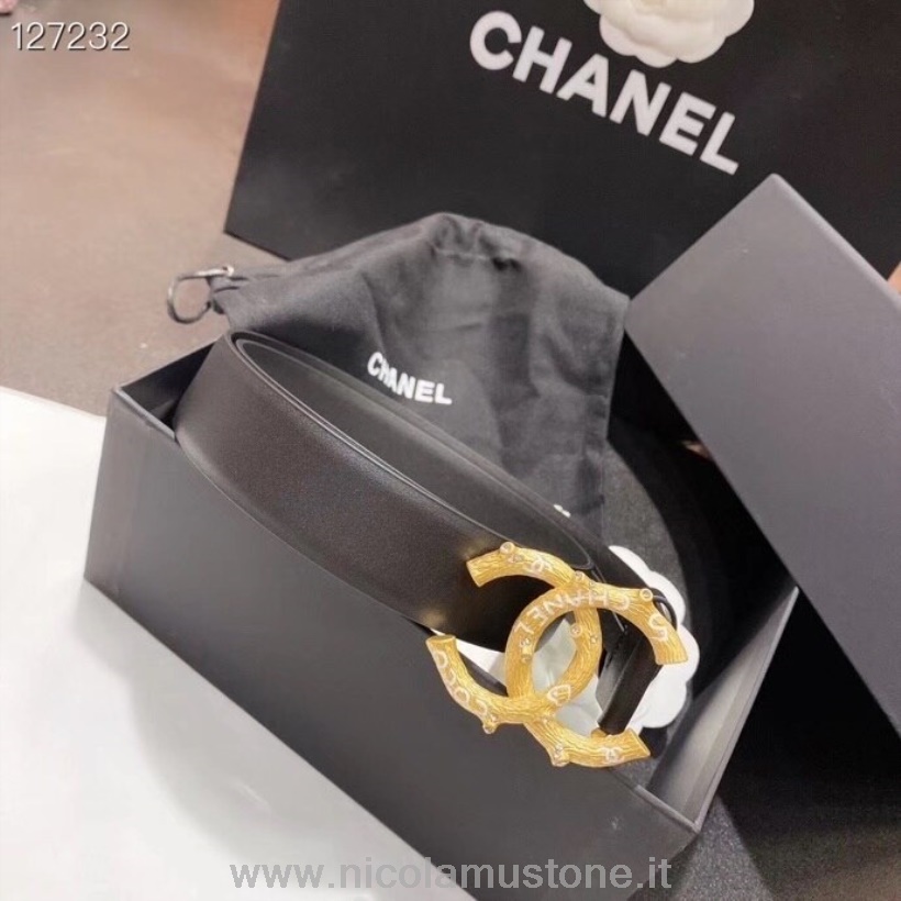 Original Qualität Chanel Taillengürtel 3cm Gold Hardware Kalbsleder Kollektion Herbst/winter 2020 Schwarz