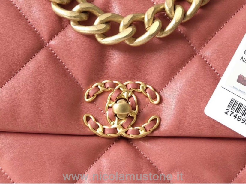 Original Qualität Chanel 19 Umschlagtasche 26cm Ziegenleder Frühjahr/sommer 2020 Akt 1 Kollektion Lachsrosa