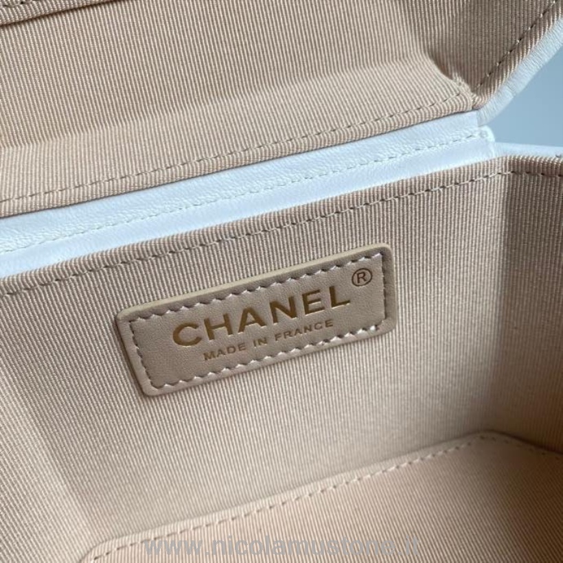 Original Qualität Chanel Kosmetikkoffer As2630 Tasche 20cm Lammleder Kalbsleder Gold Hardware Frühjahr/sommer 2022 Weiß