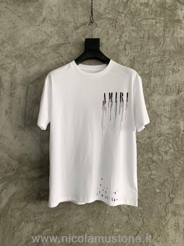 Amiri Drip Core Logo T-Shirt Frühjahr/Sommer 2022 Kollektion In Originalqualität Weiß
