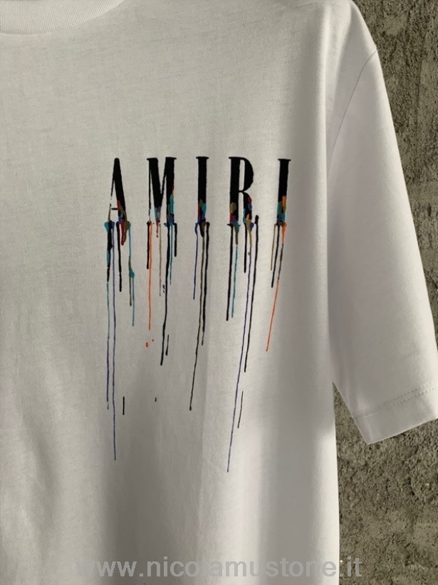 Amiri Drip Core Logo T-Shirt Frühjahr/Sommer 2022 Kollektion In Originalqualität Weiß