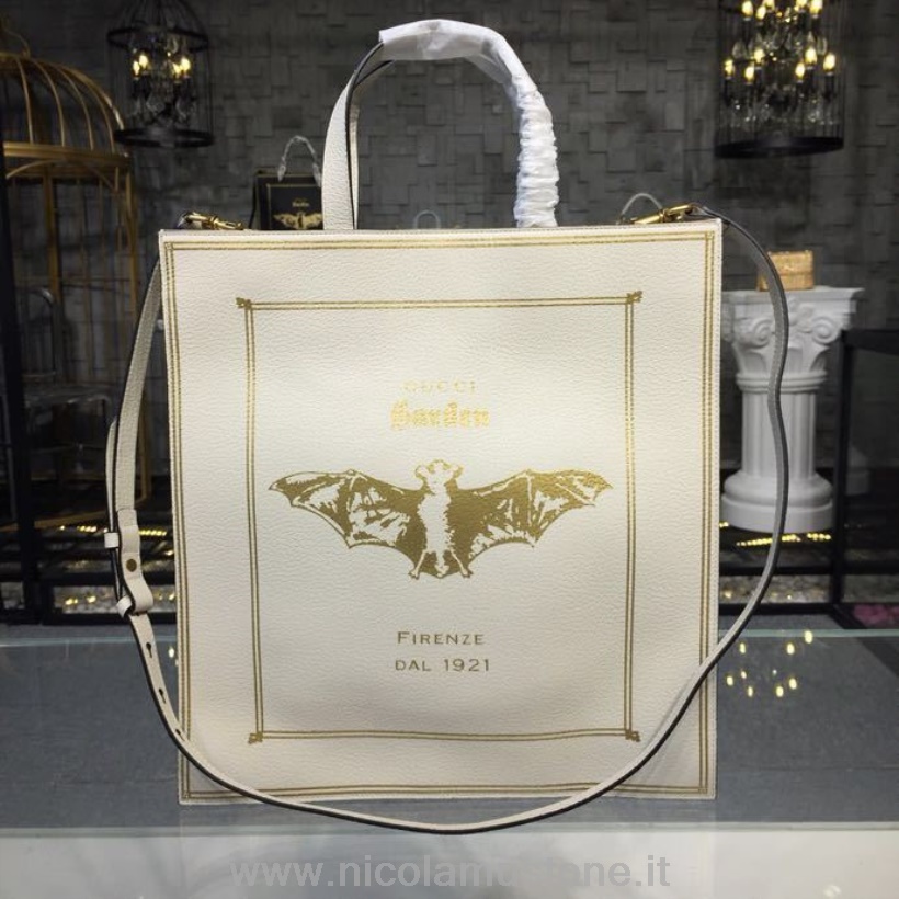 Einkaufstasche Mit Fledermausstickerei Von Gucci In Originaler Qualität 35 Cm 450950 Kalbsleder Frühjahr/Sommer 2018 Kollektion Weiß