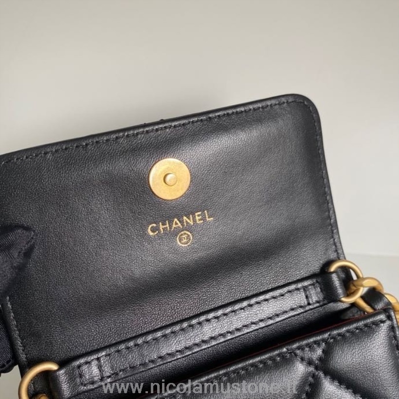 Original Qualität Chanel Mini Woc 19 Gürteltasche 12 Cm Ap1787 Kalbsleder Gold Hardware Frühjahr/sommer Kollektion 2022 Schwarz