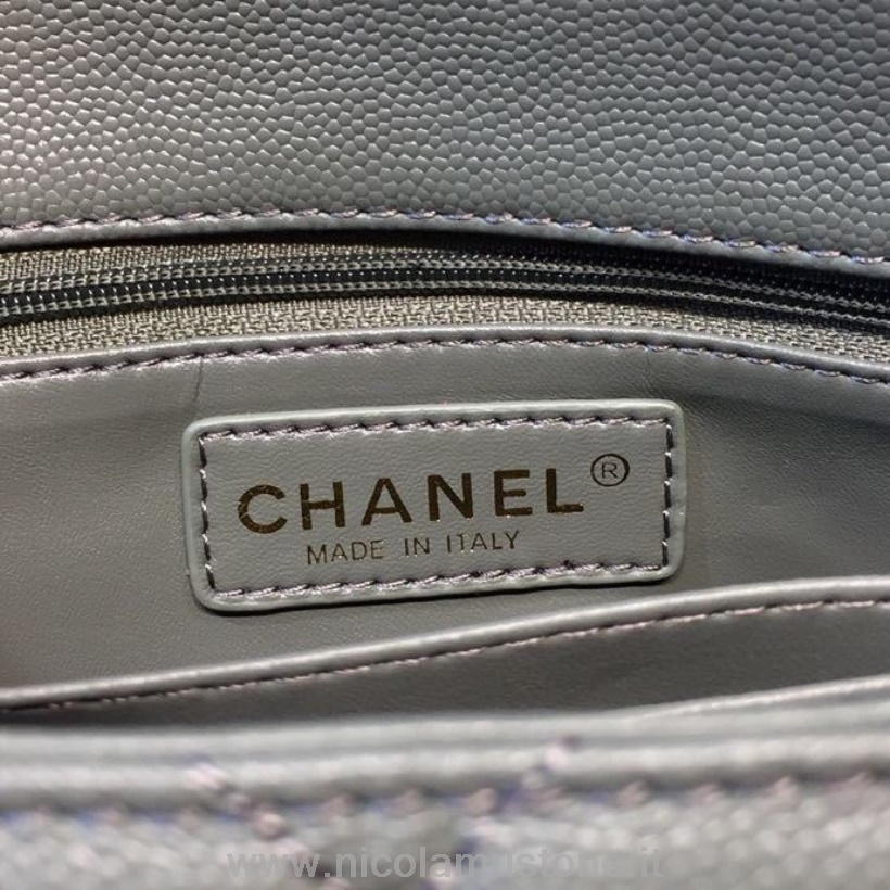 Original Qualität Chanel Coco Handle Stepptasche 23cm Mit Eidechsengriff Genarbtes Kalbsleder Gold Hardware Frühjahr/sommer 2019 Akt 1 Kollektion Meergrün