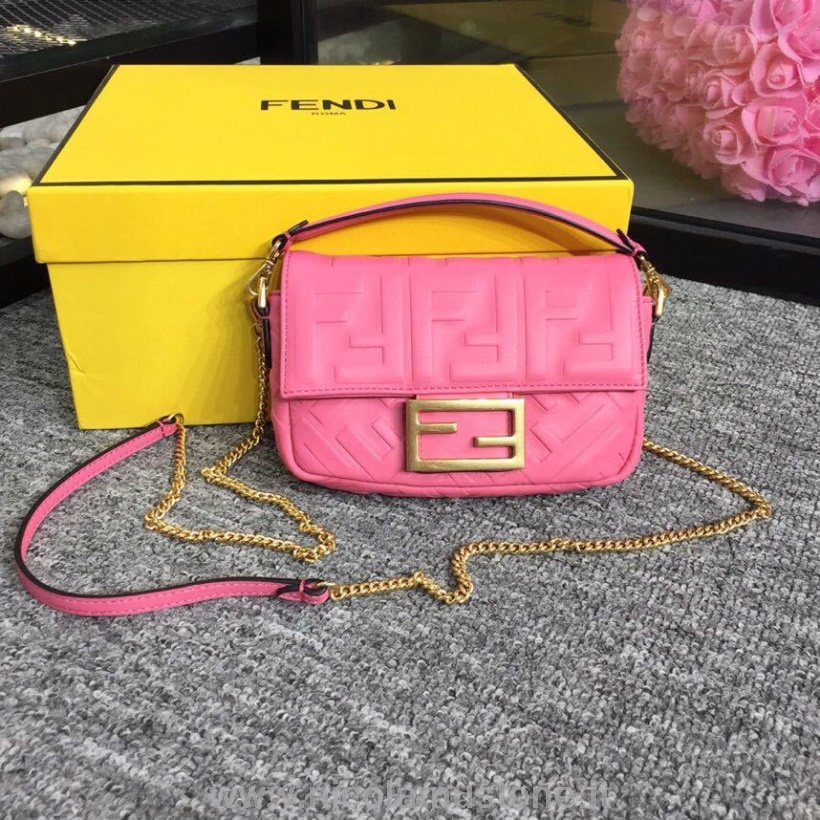 Fendi Ff Geprägte Baguette Tasche 18cm In Original Qualität Frühjahr/sommer Kollektion 2019 Pink