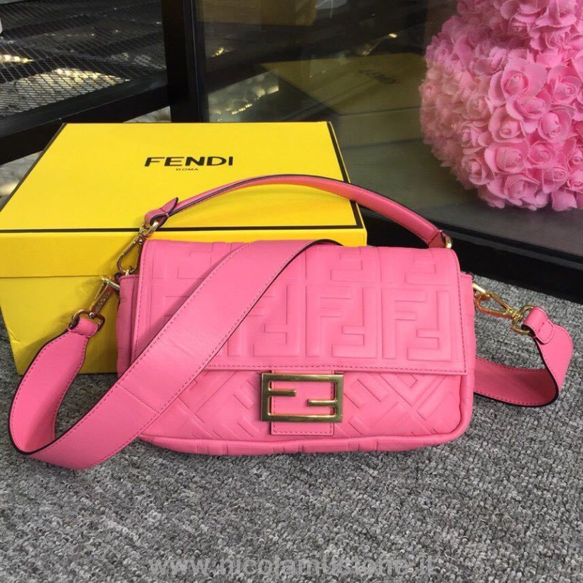 Fendi Ff Geprägte Baguette Tasche 26cm In Original Qualität Frühjahr/sommer Kollektion 2019 Pink