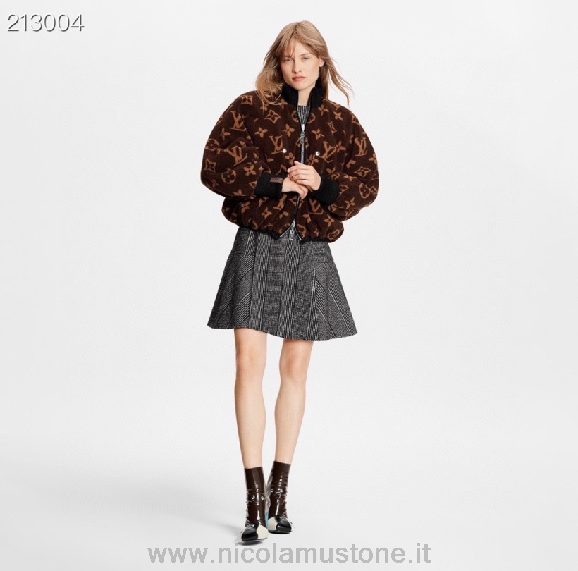 Louis Vuitton Shearling Bomber Wendejacke Herbst/Winter 2021 In Originaler Qualität Braun