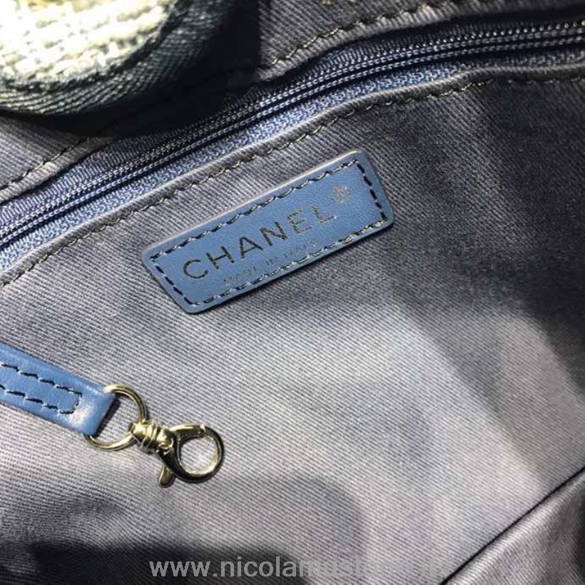 Original Qualität Chanel Deauville Tote 34cm Canvas Bag Frühjahr/sommer Kollektion 2019 Hellblau Denim Multi