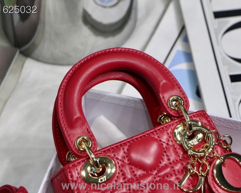Original Qualität Christian Dior Lady Dior Micro Bag 12cm Mit Lammleder Kollektion Herbst/winter 2021 Rot