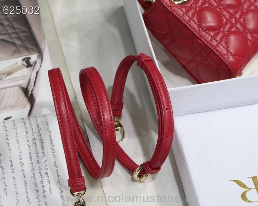 Original Qualität Christian Dior Lady Dior Micro Bag 12cm Mit Lammleder Kollektion Herbst/winter 2021 Rot