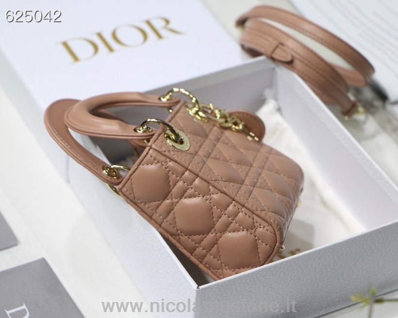 Original Qualität Christian Dior Lady Dior Micro Tasche 12cm Mit Lammleder Herbst/Winter 2021 Kollektion Rose Des Vents