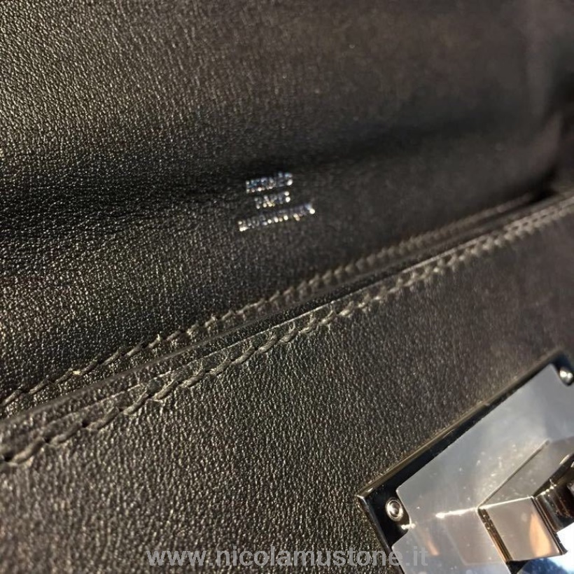 Hermes 24/24 Tasche Taurillon Clemence In Originalqualität Handgenähte Palladium-Hardware Marineblau/Schwarz