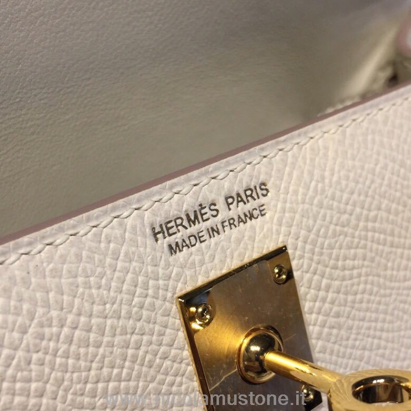 Hermes Mini Kelly 20cm Epsom Tasche In Originalqualität Handgenähte Gold-Hardware Craie