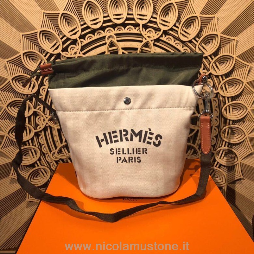 Hermes Sac De Pansage Beuteltasche Mit Kordelzug In Originalqualität Palladium-Hardware Cremebraun