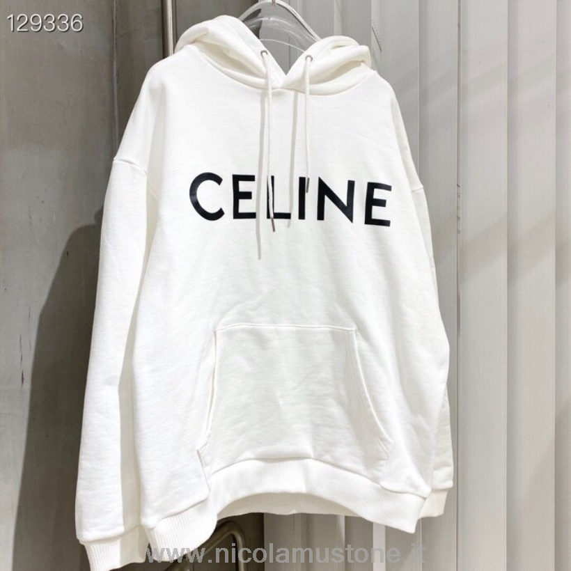 Original Qualität Celine Logo Hoodie Herbst/Winter 2020 Kollektion Weiß