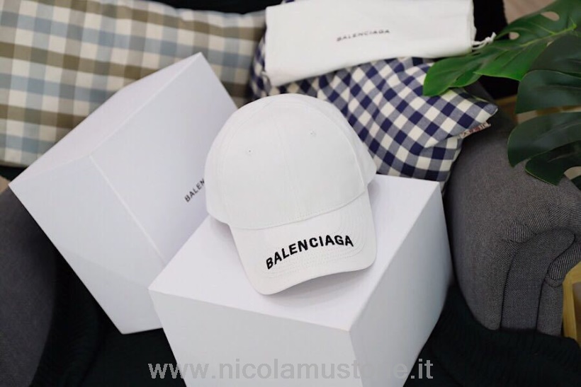 Balenciaga Logo Brim Hut Frühjahr/sommer 2019 Kollektion Weiß/schwarz In Originalqualität