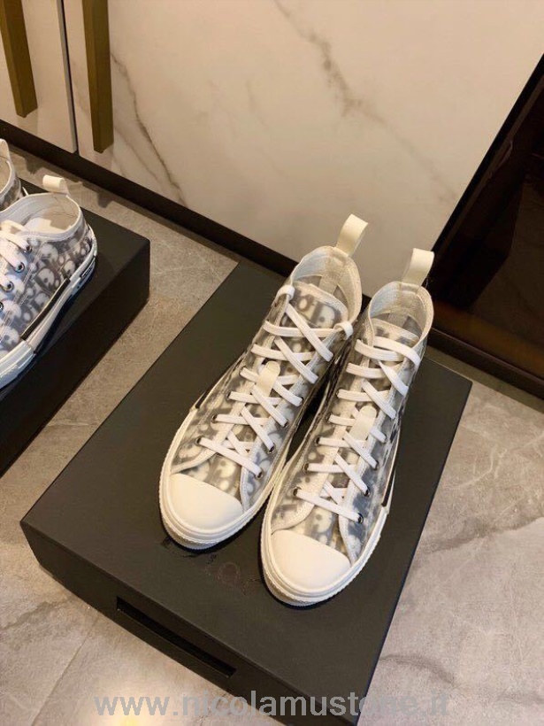 Christian Dior X Kaws Dior Oblique B23 Converse High-top Sneaker Kalbsleder Frühjahr/sommer 2019 Kollektion Schwarz/weiß In Originalqualität