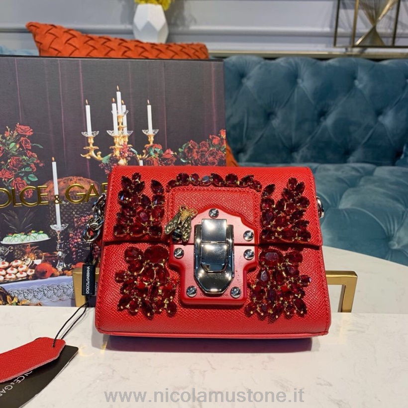 Dolce Gabbana Kristallverzierte Umhängetasche In Originalqualität 16 Cm Kalbsleder Kollektion Herbst/winter 2019 Rot