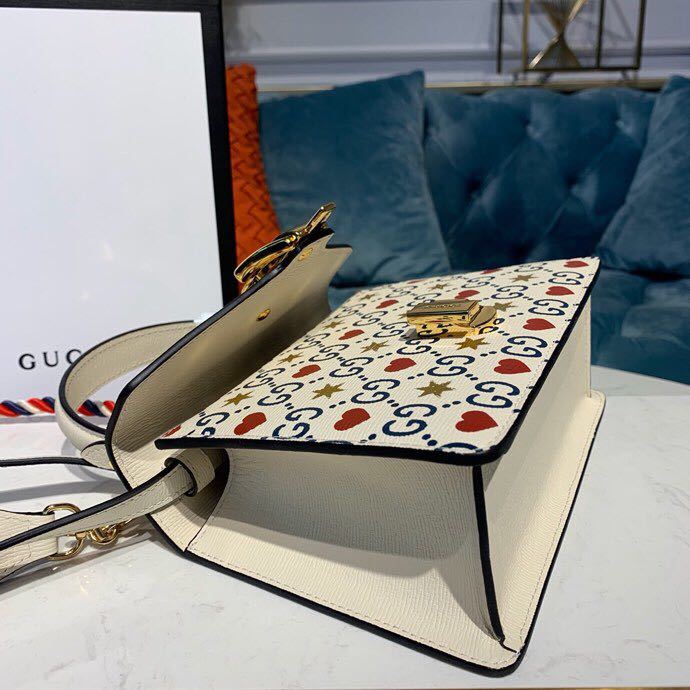 Original Qualität Gucci Chinese Valentines Day Mini Sylvie Top Handle Bag 20cm 524405 Kalbsleder Frühjahr/sommer 2019 Kollektion Weiß/rot