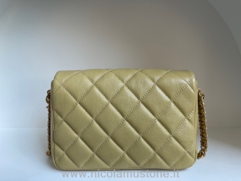 Original Qualität Chanel Kette Melody Umschlagtasche 18 Cm As3103 Genarbtes Kalbsleder Gold Hardware Kollektion Frühjahr/sommer 2022 Beige