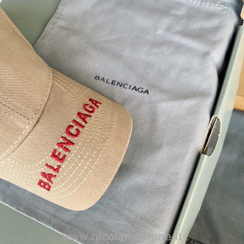 Balenciaga Hut Mit Logo-Krempe In Originalqualität Frühjahr/Sommer 2020 Kollektion Hellbraun/Rot
