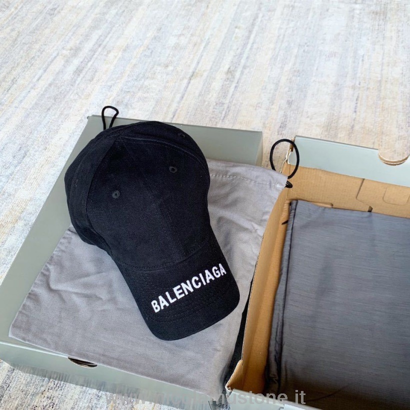 Balenciaga Hut Mit Logo-Krempe In Originalqualität Frühjahr/Sommer 2020 Kollektion Schwarz/Weiß