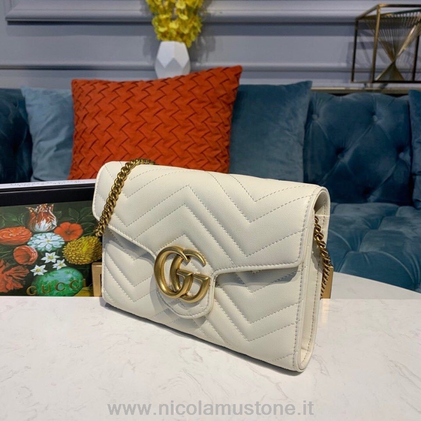 Gucci Gg Marmont Woc Umhängetasche 20cm Kalbsleder Kollektion Herbst/winter 2019 In Original Qualität Weiss