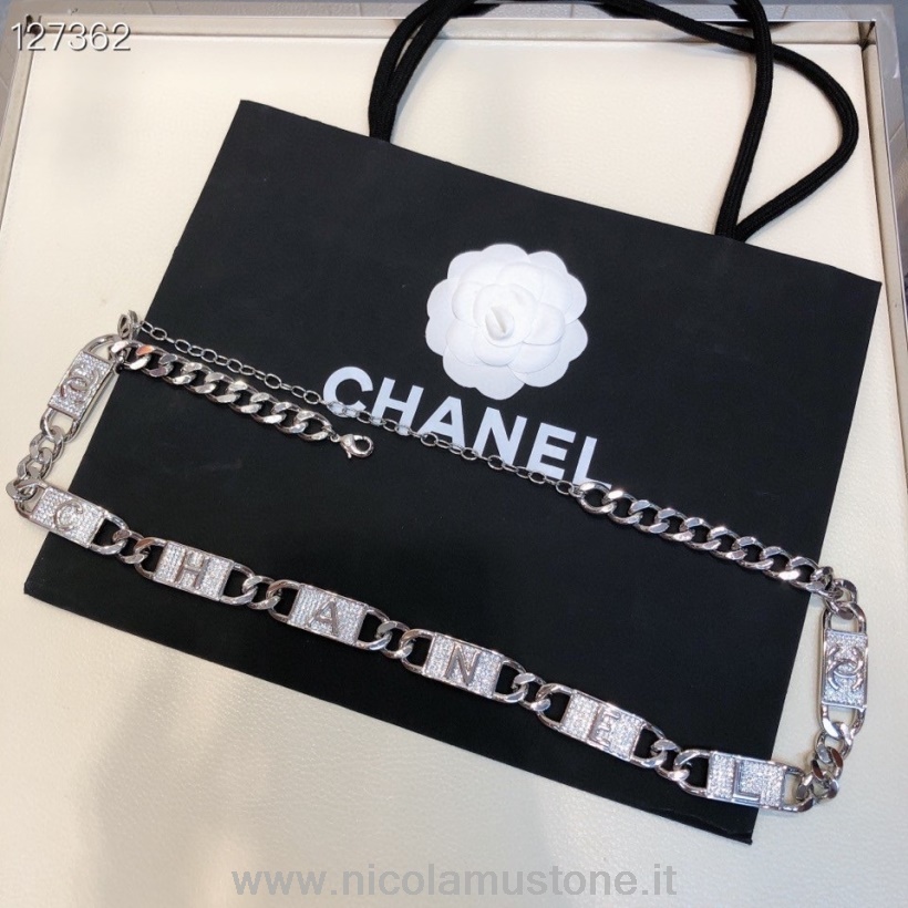 Chanel-Logo-Kristalle In Originalqualität Mit Kettengliedern Taillengürtel Silber-Hardware Herbst-/Winterkollektion 2020 Silber
