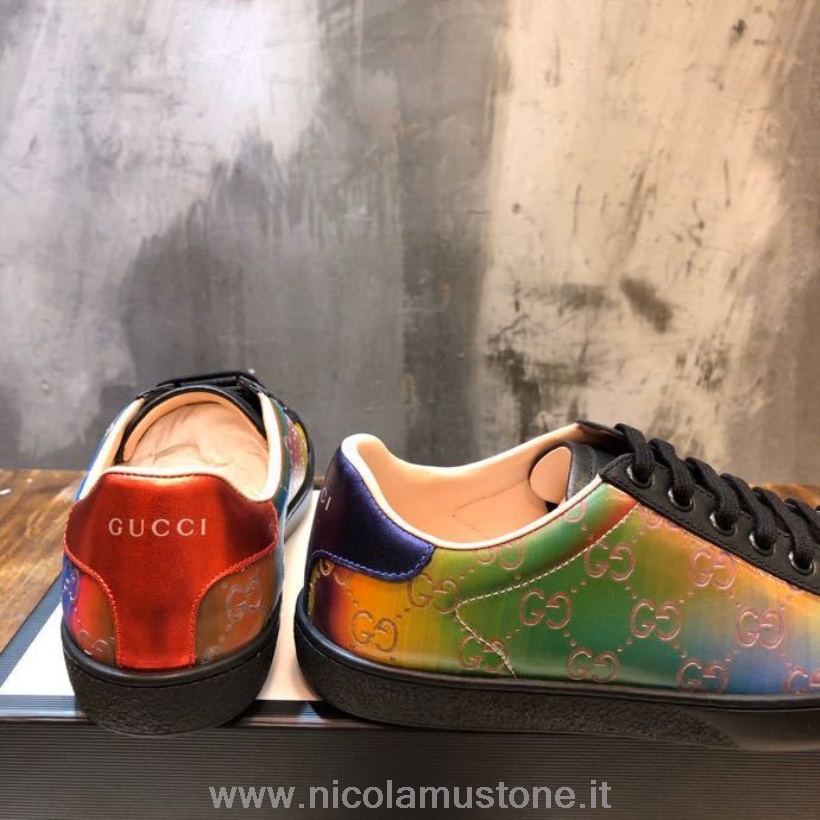 Original Qualität Gucci Ace Sneakers 610086 Kalbsleder Frühjahr/Sommer 2020 Kollektion Schwarz