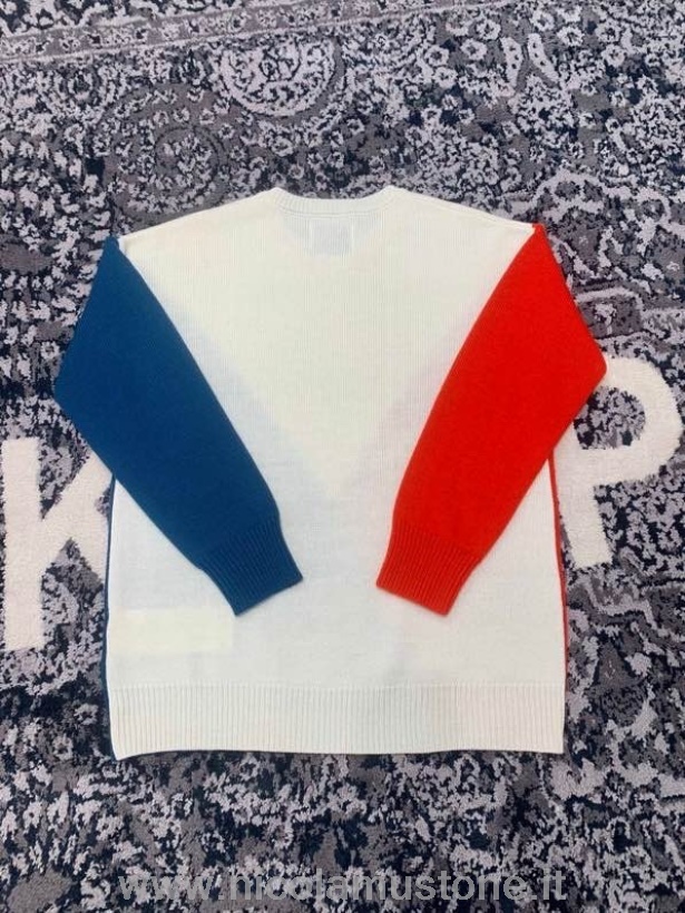 Original Qualität Jil Sander Colorblock Pullover Frühjahr/Sommer 2022 Kollektion Weiß/Rot/Blau