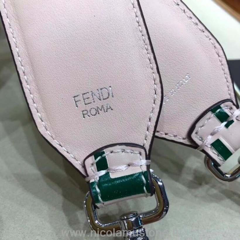 Original Qualität Fendi Strap You Ff Logo Langer Taschengurt 90cm Kalbsleder Kollektion Herbst/winter 2018 Rosa/türkis