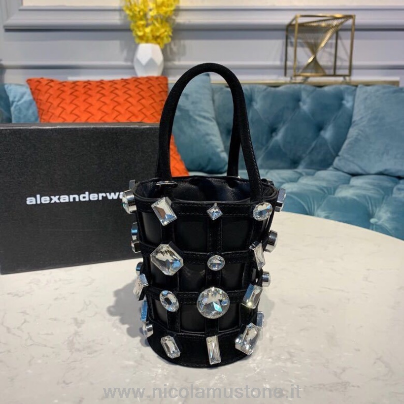 Alexander Wang Roxy Mini Bucket Bag 15cm Kette Verziert Kalbsleder Frühling/sommer Kollektion 2019 Schwarz