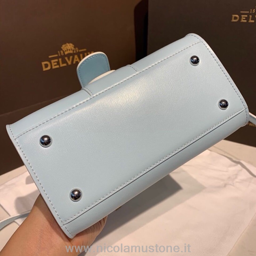 Original Qualität Delvaux Brillant BB Umhängetasche Klappe 20cm Tasche Kalbsleder Silber Hardware Kollektion Herbst/Winter 2019 Hellblau