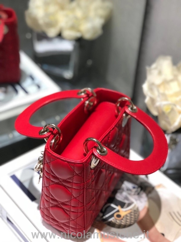 Original Qualität Christian Dior Dioramour Mini Lady Dior Tasche 18cm Mit Kette Gold Hardware Lammleder Kollektion Frühjahr/sommer 2020 Rot