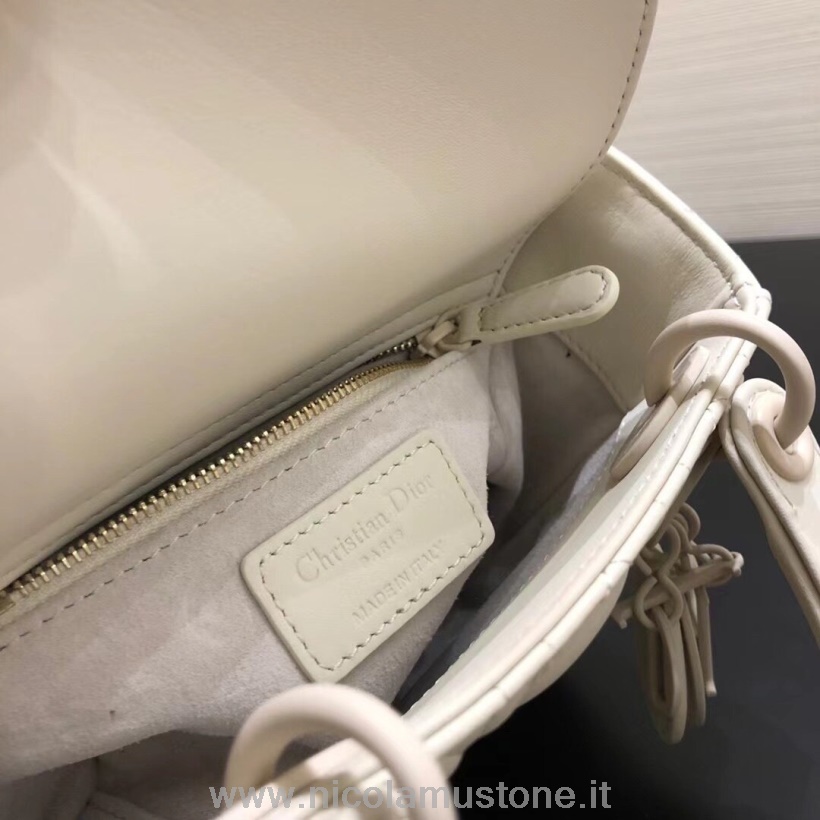 Original Qualität Christian Dior Mini Lady Dior Tasche 18cm Mit Kette Matte Hardware Lammleder Kollektion Frühjahr/sommer 2020 Weiß