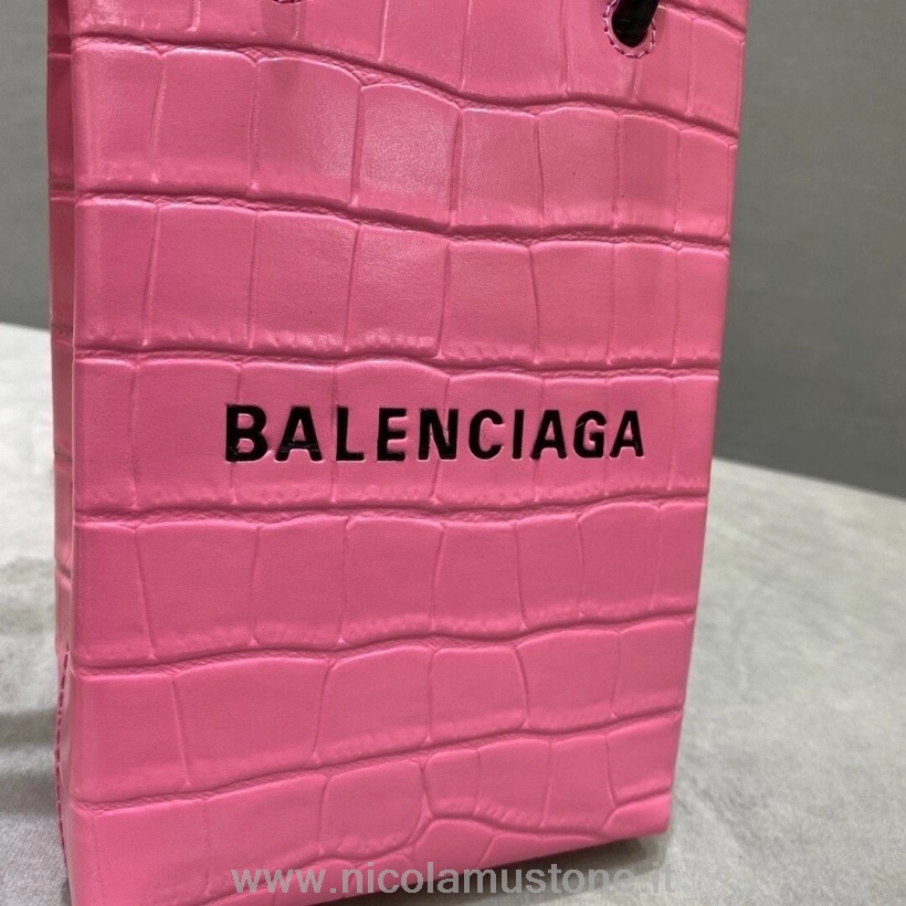 Balenciaga Xxs North South Tote Bag Croc Stamp Kalbsleder Kollektion Herbst/winter 2020 Pink In Originalqualität