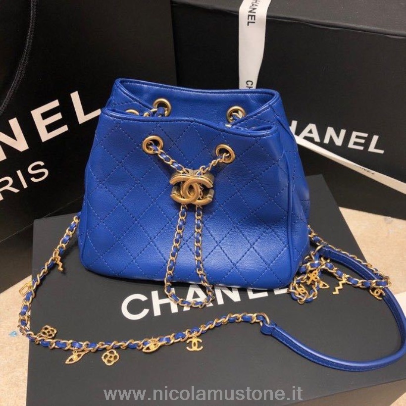 Chanel Bucket Hobo Bag In Originalqualität 18cm Gold Hardware Kalbsleder Frühling/Sommer Act 1 Kollektion 2020 Electric Blue