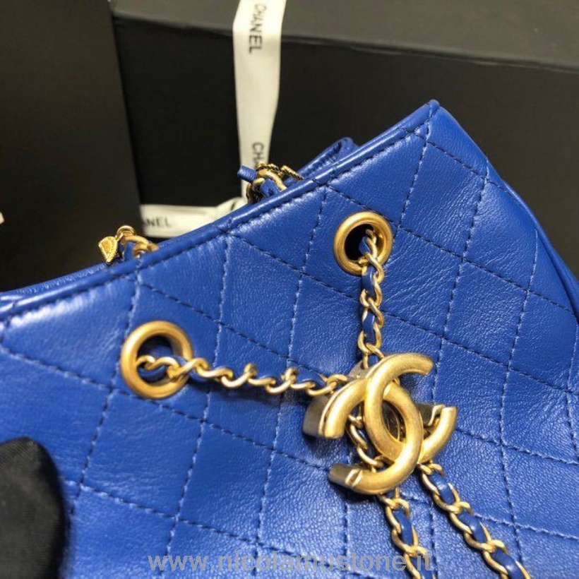 Chanel Bucket Hobo Bag In Originalqualität 18cm Gold Hardware Kalbsleder Frühling/Sommer Act 1 Kollektion 2020 Electric Blue