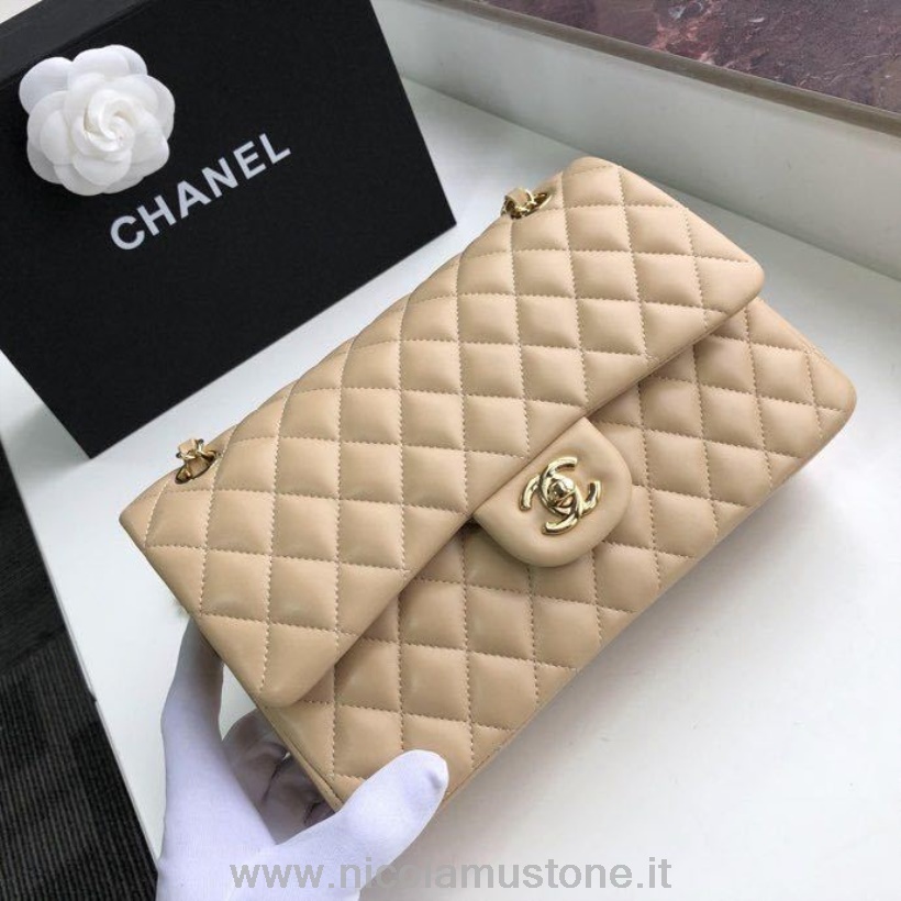 Chanel Classic Flap Bag 25cm In Originaler Qualität Goldene Hardware Lammleder Frühjahr/Sommer-Kollektion 2020 Beige