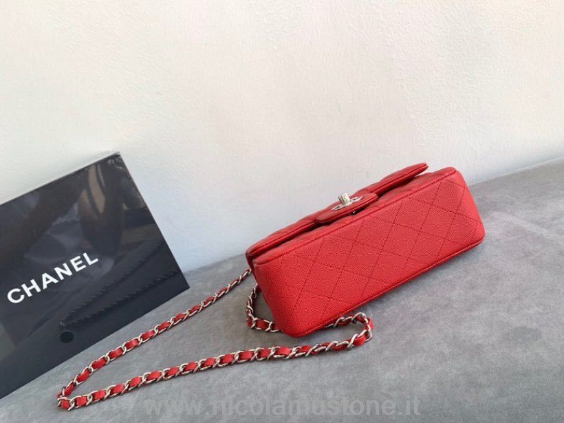 Original Qualität Chanel Klassische Umschlagtasche 20cm Silber Hardware Kaviar Leder Frühjahr/sommer Kollektion 2020 Rot