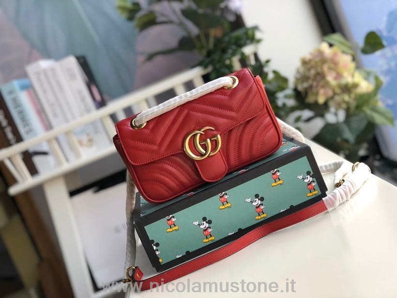 Original Qualität Gucci Marmont Umhängetasche 23cm 446744 Kalbsleder Frühjahr/Sommer 2020 Kollektion Rot