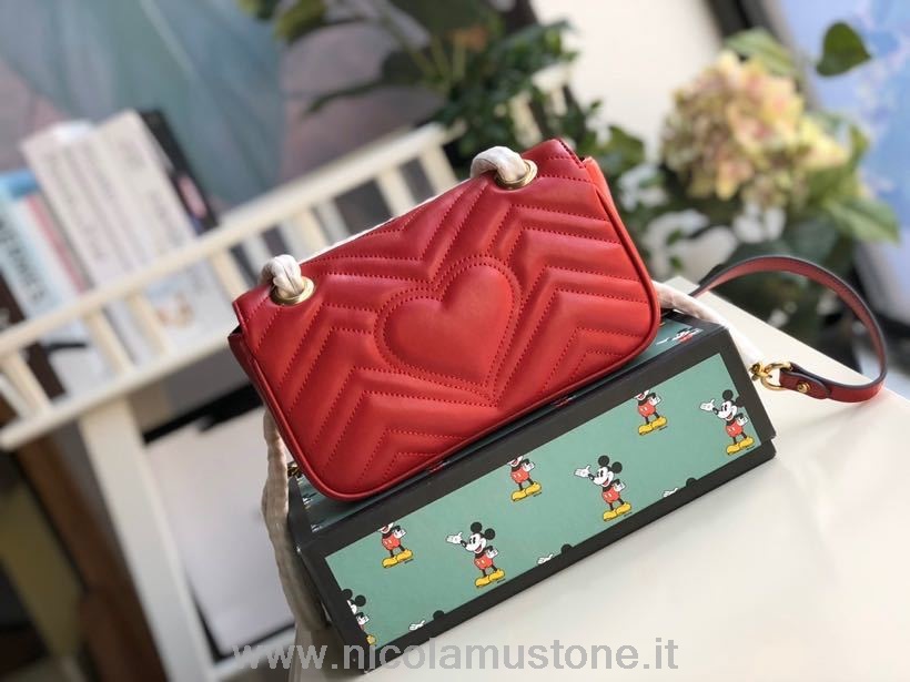 Original Qualität Gucci Marmont Umhängetasche 23cm 446744 Kalbsleder Frühjahr/Sommer 2020 Kollektion Rot