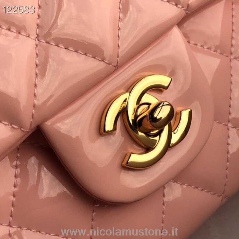Chanel Classic Flap Bag 25cm Gold Hardware Lackleder Frühjahr/Sommer 2020 Kollektion Pink In Originalqualität
