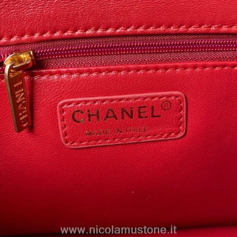 Chanel Fancy Flap Bag In Originalqualität 25 Cm As2820 Tweed/Lammleder Goldene Hardware Kreuzfahrtkollektion Frühjahr/Sommer 2022 Rot