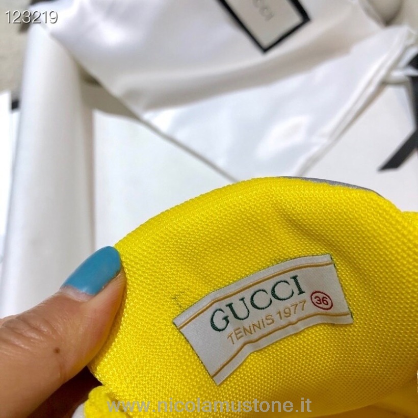 Gucci Ultrapace R Knit Herren Turnschuhe Kollektion Herbst/winter 2020 In Originalqualität Weiß/gelb
