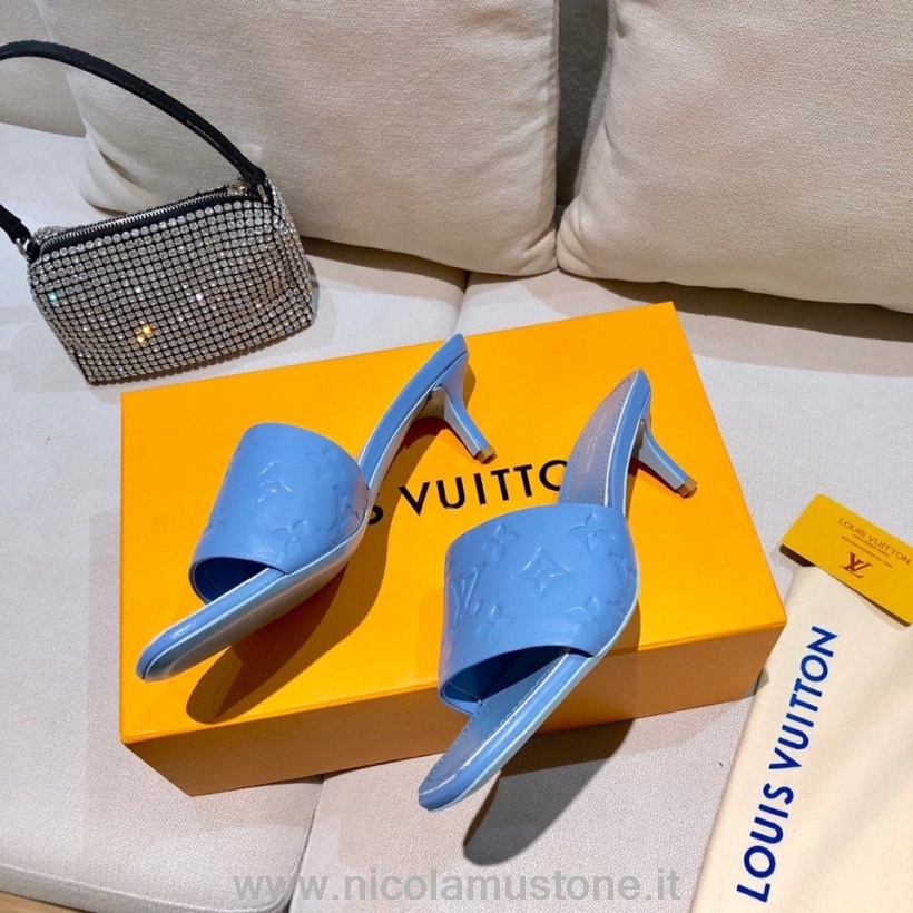 Original Qualität Louis Vuitton Revival Mule Sandalen Lammleder Kollektion Frühjahr/sommer 2021 Blau